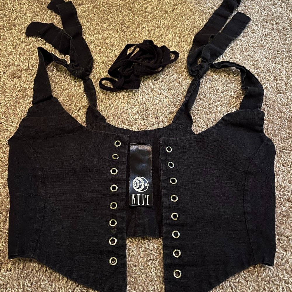 Nuit Clothing Corset Vest Black Linen